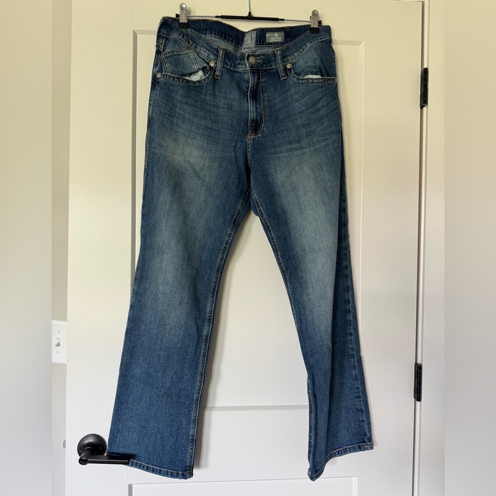 Rock & Republic Grady Dark Blue Denim Jeans Relaxed Straight Fit Size 36 x 32
